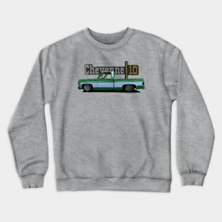 1973 Slammed Green Chevy C10 Cheyenne Squarebody Truck Crewneck Sweatshirt